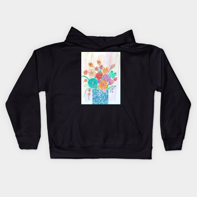 Bright Colourful Florals Kids Hoodie by MyCraftyNell